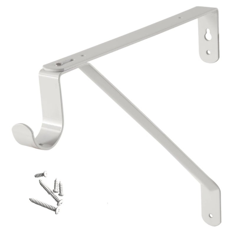 Desunia Closet Rod & Shelf Support Bracket | Compensates for Â¾â€ Shelf Cleat | Fits All Round Wardrobe Poles up to 1 Â½â€ | White | 2 Pack - Image 1